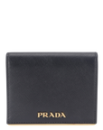 PRD BLACK SAFFIANO CARD CASE WITH COIN POUCH GOLD HARDWARE NO CARD WITH BOX