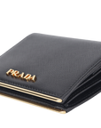 PRD BLACK SAFFIANO CARD CASE WITH COIN POUCH GOLD HARDWARE NO CARD WITH BOX