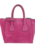 PRD 2WAYS BAG (BN2625) MEDIUM PINK SUEDE SILVER HARDWARE WITH DUST COVER AND STRAP