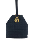 Christian D1OR Cannage Logo Charm Drawstring Shoulder bag Black Vintage i5e87z