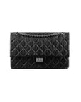 255 Chain Vintage Calfskin Ruthenium Large Flap Shoulder Bag Black CH