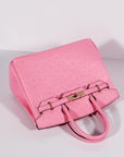 HMS Birkin 30cm Ostrich Leather With Strap Pink Gold