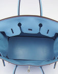 HMS Birkin 35cm Togo Leather Handbags Light Blue Golden