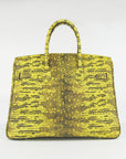 HMS Birkin 35cm Lizard Pattern Handbag 6089 Yellow/Silver
