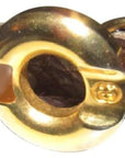 Early, vintage, GCCI, brown whip-stitched, leather belt with a round, gold & enamel buckle