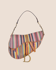 CHRISTIAN D1OR 2002 MULTICOLOUR STRIPED SADDLE BAG