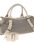 BBERRY Blue Label Shoulder Bag Wool Gray Auth ac2666