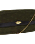 CHRISTIAN D1OR Chain Shoulder Bag Nylon Green Auth ac2954