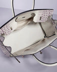 HMS Birkin 35cm Crocodile Leather Handbag Grey White Gold