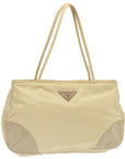 PRD Hand Bag Nylon Beige Auth ar11710
