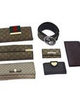 CHRISTIAN DIOR GCCI GG Canvas Belt Wallet 7Set Beige Black Auth ar11909