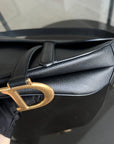 *New Version with Strap* D1OR Saddle Medium Grained Calfskin Black Golden Hardware