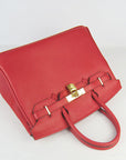 HMS Birkin 30cm Togo Leather Handbags Red Golden