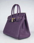 HMS Birkin 30cm Togo leather Handbags purple golden