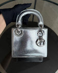 *Rare* D1OR Lady Mini - Lizard Silver Metallic Limited Edition Chain Strap Silver Hardware