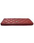 A31509 Red Caviar Skin Silver Logo Timeless Classic Flap Long Wallet CH