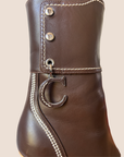 CHRISTIAN D1OR BROWN LEATHER ANKLE BOOTS