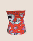 CHRISTIAN D1OR 2004 RED AD1ORABLE STRAPLESS RUFFLE TOP