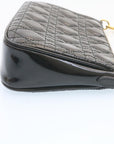 CHRISTIAN D1OR Chain Lady D1OR Accessory Pouch Enamel Black Auth am427b