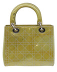 CHRISTIAN D1OR Canage Hand Bag Patent leather 2way Green Auth bs10107