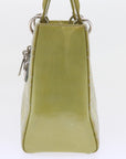 CHRISTIAN D1OR Canage Hand Bag Patent leather 2way Green Auth bs10107