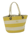 BBERRY Blue Label Tote Bag Canvas Yellow Auth bs10173