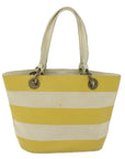 BBERRY Blue Label Tote Bag Canvas Yellow Auth bs10173
