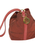 CHRISTIAN D1OR Canage Shoulder Bag Nylon Red Auth bs10264