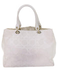 CHRISTIAN D1OR Canage Hand Bag Canvas White Auth bs10953