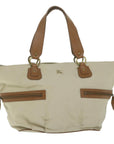 BBERRY Blue Label Tote Bag Canvas Beige Auth bs11106