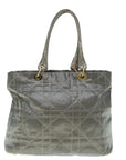 CHRISTIAN D1OR Canage Shoulder Bag Coated Canvas Gray Auth bs11380