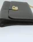 CHRISTIAN D1OR Chain Shoulder Bag Leather Brown Auth bs11469