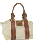 BBERRY Blue Label Tote Bag Canvas Beige Auth bs11502