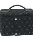 BBERRY Blue Label Vanity Hand Bag Canvas Black Auth bs11734