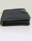 CHRISTIAN D1OR Chain Shoulder Bag Canvas Navy Auth bs12458