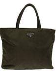 PRD Hand Bag Nylon Khaki Auth bs12944
