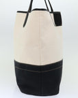 BBERRY Blue Label Tote Bag Canvas White Black Auth bs13449