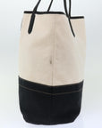 BBERRY Blue Label Tote Bag Canvas White Black Auth bs13449