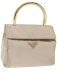 PRD Hand Bag Nylon Beige Auth bs13724