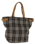 BBERRY Blue Label Nova Check Tote Bag Nylon Brown Auth bs14116