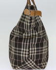 BBERRY Blue Label Nova Check Tote Bag Nylon Brown Auth bs14116