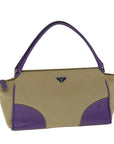 PRD Hand Bag Canvas Purple Beige Auth bs14396