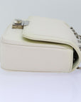 PRD Chain Shoulder Bag Leather White Auth bs14567
