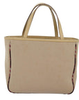BBERRY Blue Label Hand Bag Canvas Beige Auth bs14831