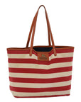 BBERRY Blue Label Tote Bag Canvas Red White Auth bs6604