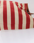 BBERRY Blue Label Tote Bag Canvas Red White Auth bs6604