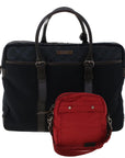 BBERRY Blue Label Hand Bag Nylon 2Set Black Red Auth bs7096