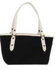 BBERRY Blue Label Tote Bag Canvas Leather Black Auth bs7373