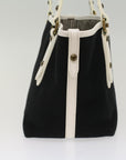 BBERRY Blue Label Tote Bag Canvas Leather Black Auth bs7373