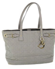 CHRISTIAN D1OR Canage Shoulder Bag Coated Canvas Gray Auth bs8361